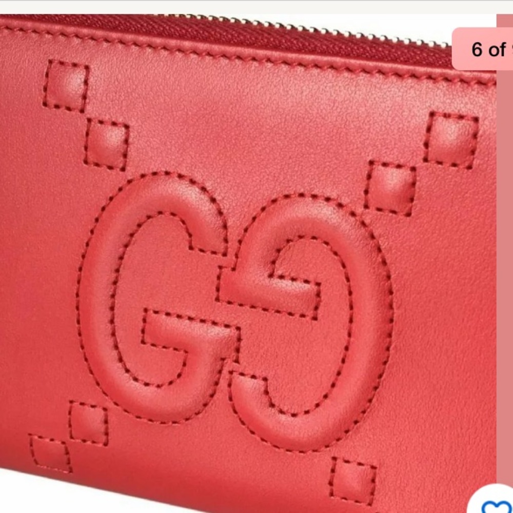 Gucci Red Leather Gg Zip Around Wallet Clutch bag - Picture 3 of 8